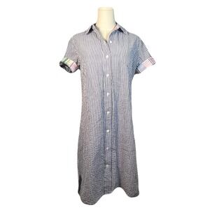 Tailor New York Women Dress Med Blue & White Striped Preppy Coastal Beach Boat‎